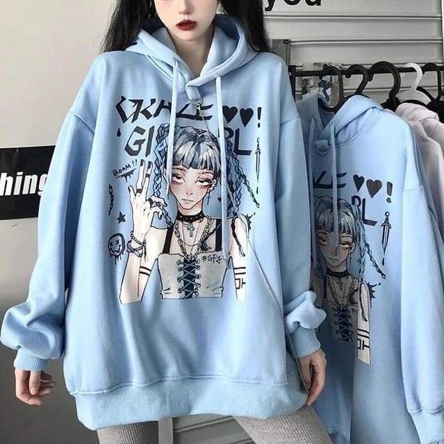 Anime Print Hooded Mid-length Sweater Dress SP15920