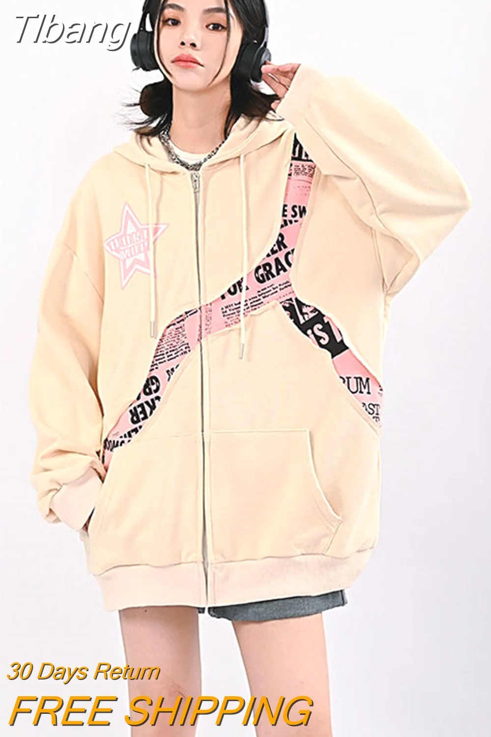 Tlbang Up Star Hoodies Women Y2K Hooded Sweatshirt Ladies Korean Streetwear Harajuku Zipper Jackets Kpop Hip Hop Sweatshirt Coats