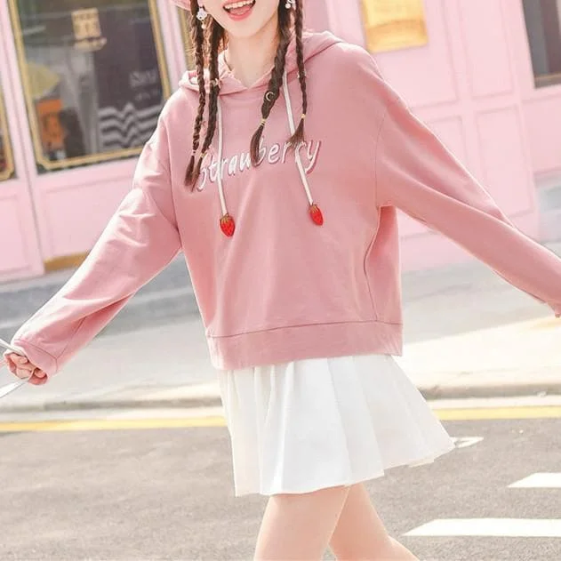 Pink Pastel Strawberry Hoodie Jumper SP1811883