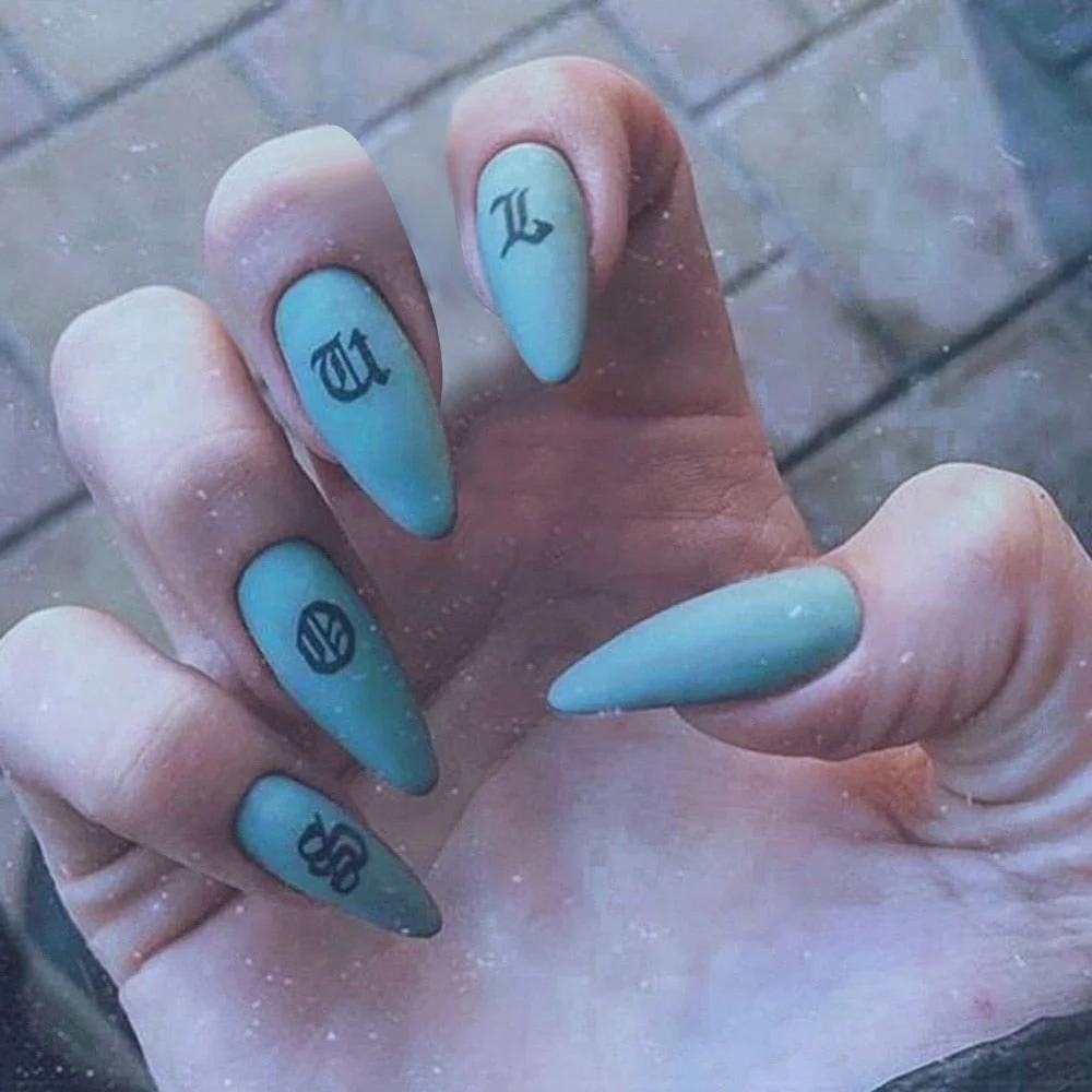 Pcs Box Middle Length Ballet Nude Pink Color False Nails With Design With Heart Pattern