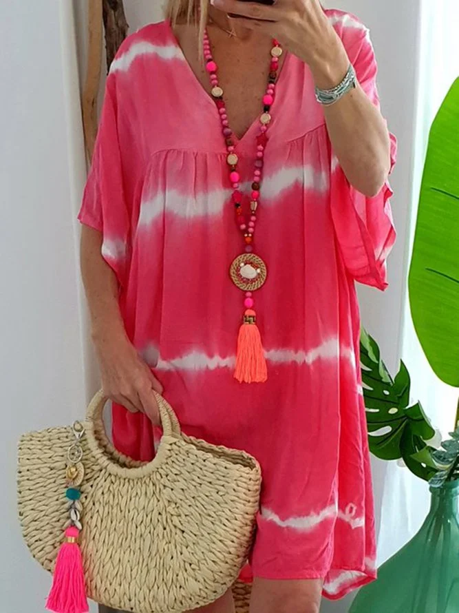 Plus Size Patchwork Hippie Women Summer Mini Dresses Zaesvini