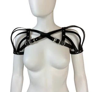 pornhint Pornhint The Elizabeth Shoulder Harness, Leather Fashion Harness, Custom Body Harness, Handmade Leather Harness Shoulder Harness With Sleeves