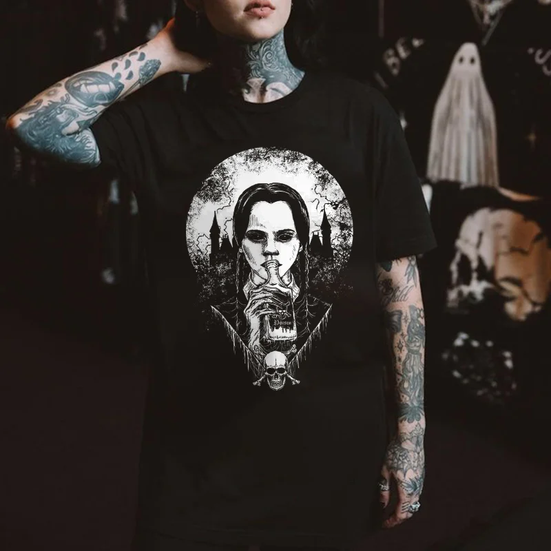 Mittwoch Addams Giftflasche Printed Women's T-shirt -  