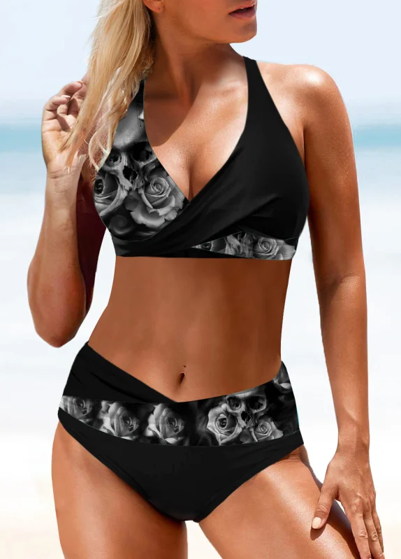 Floral Skull Print Tankinis Swimwear Bikini Swimsuit