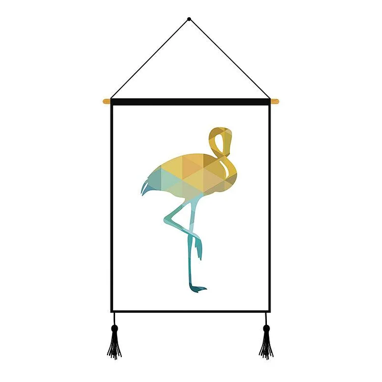 Red-crowned Crane Geometric Printed Wall Hanging Decoration