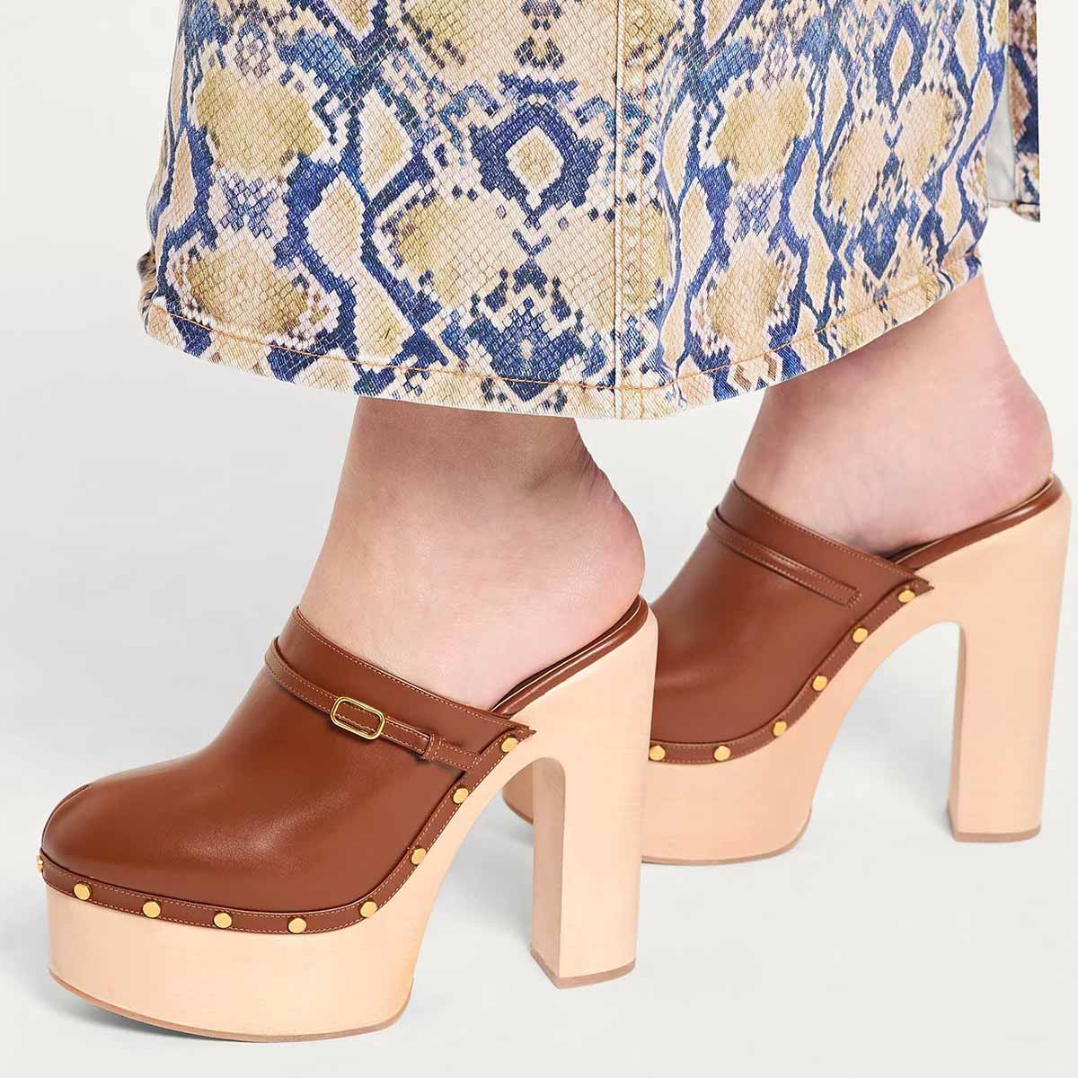 靴 _Fot wood heel mules octagon 靴 _Fot wood heel mules octagon 靴 _Fot wood heel mules