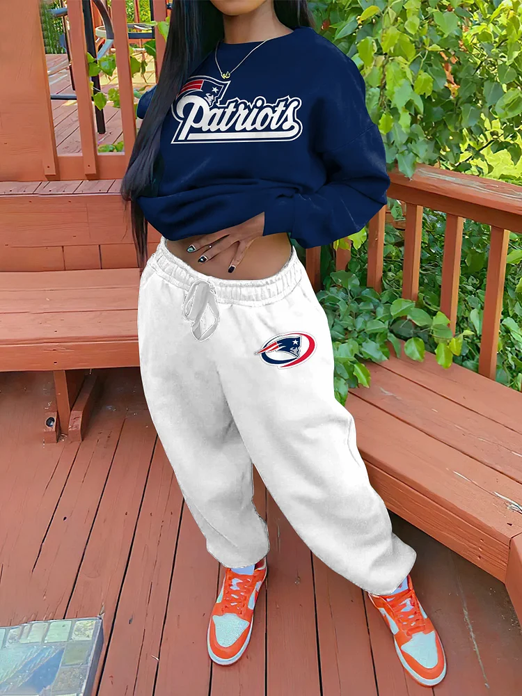 Patriots NFL Women's Sports Crew Neck Sweatshirt Sweatpants Two-Piece Set