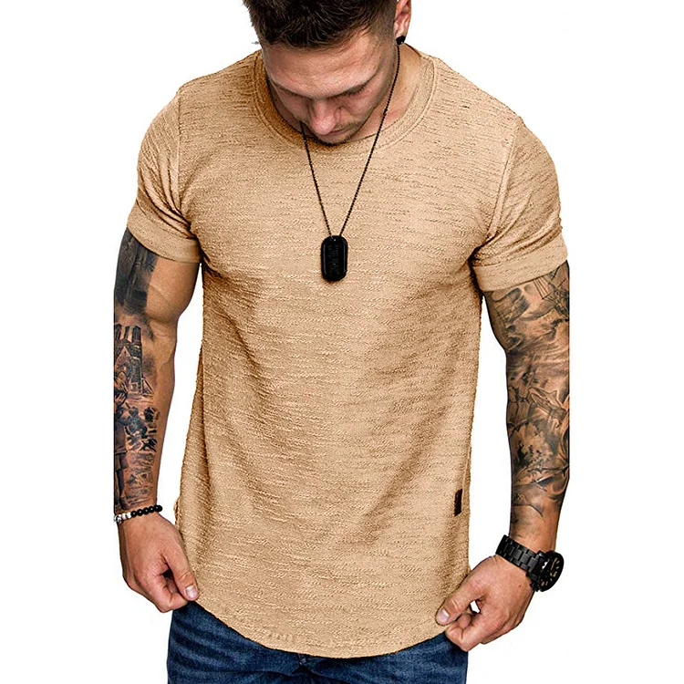 BrosWear Fashion Round Neck Solid Color Short Sleeve T-shirt