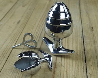 pornhint Pornhint Stainless Steel Anal Dilator Locking Butt Plug, Solid Petals Anal Lock Chastity Devices, 3 Sizes optional