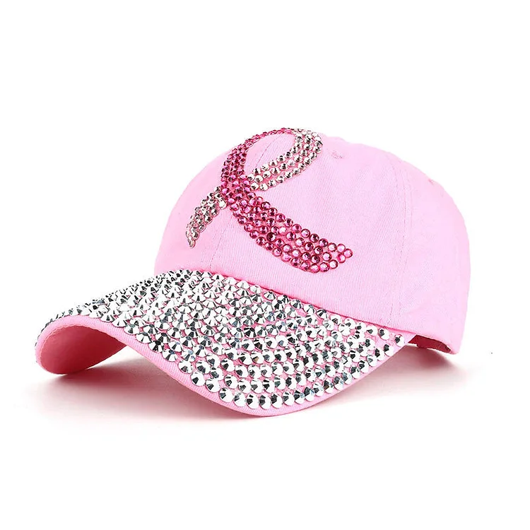 Pink Ribbon Denim Cotton Dot Drill Baseball Cap socialshop