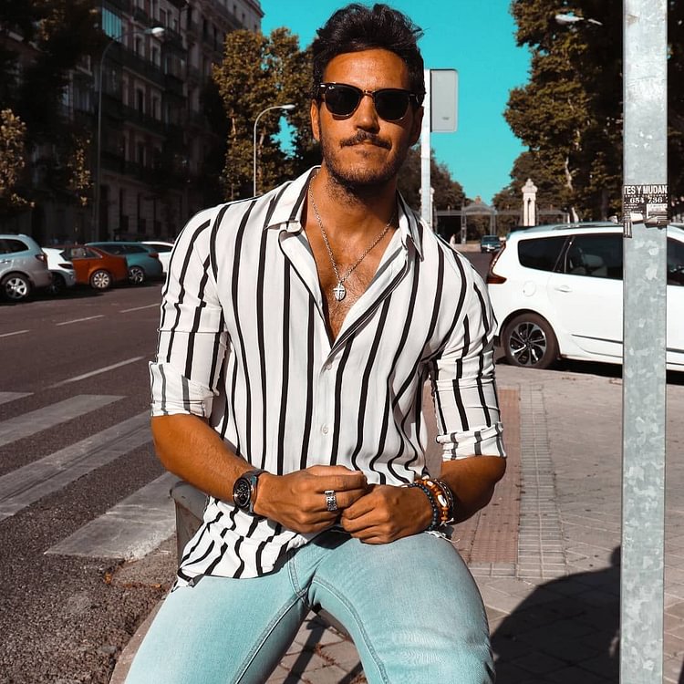 Casual Men's Stripe Long Sleeve Shirt