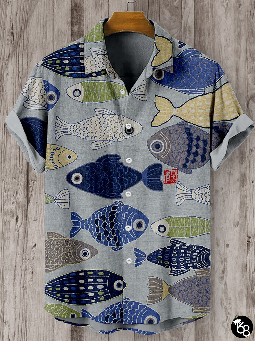 Vintage Fish Japanese Art Linen Blend Comfy Shirt | 168DEAL