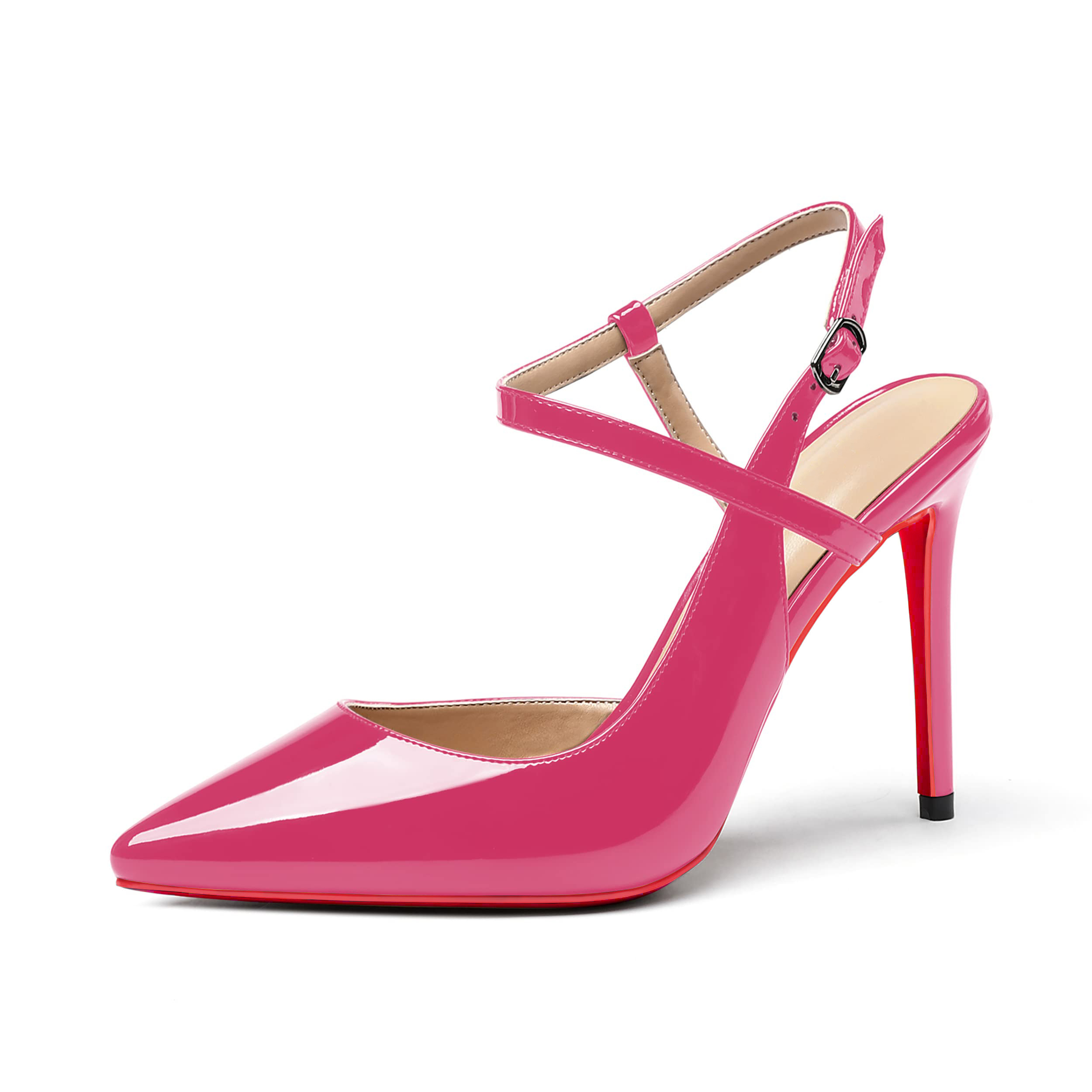 CL Jenlove Ankle Strap Pumps 100mm Suede Pink