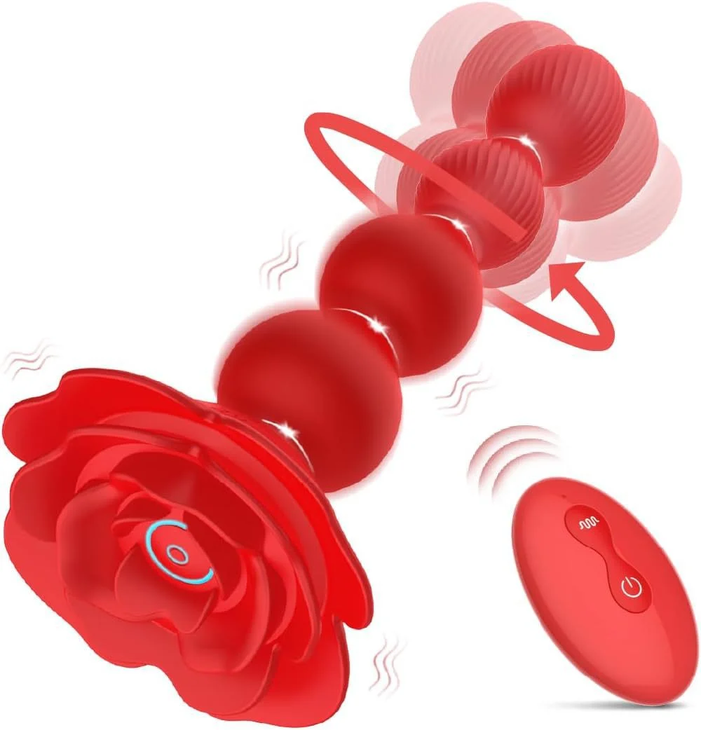 Wireless Remote Control Swinging Rose Anal Beads - Rose Toy