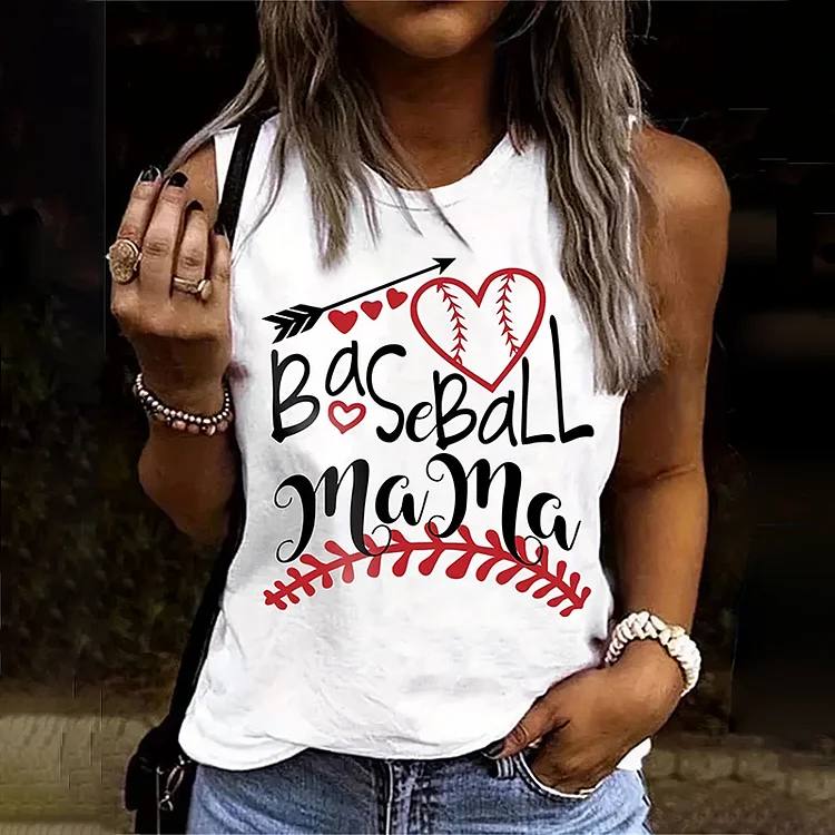 Comstylish Mother's Day Baseball Mama Letter Print Tank Top