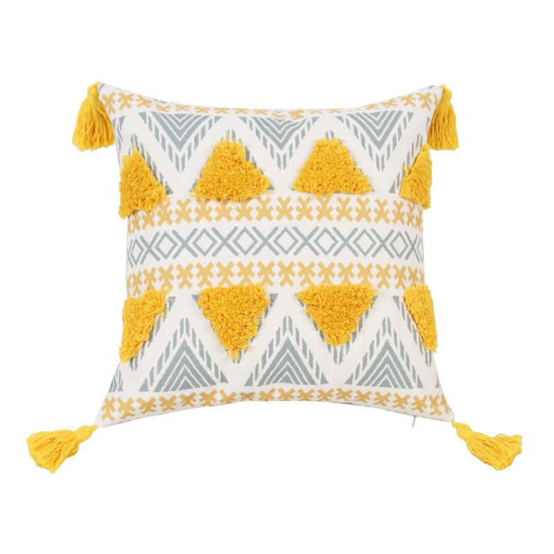 Rotimia Ethnic series embroidered tassels geometric cushion