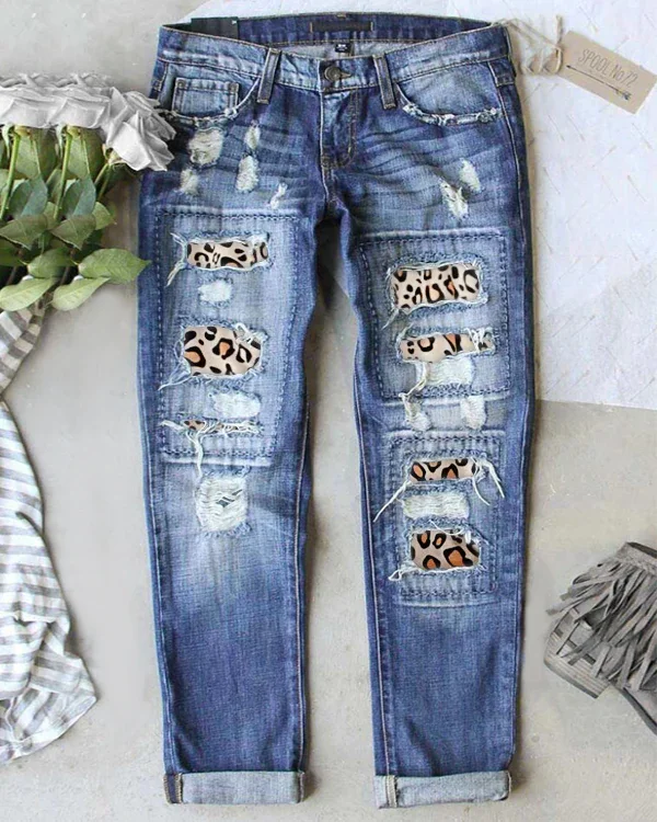 Leopard Women's Ripped Jeans