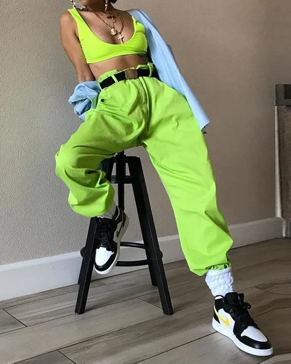 womens high waist trousers loose jogger pants p113916