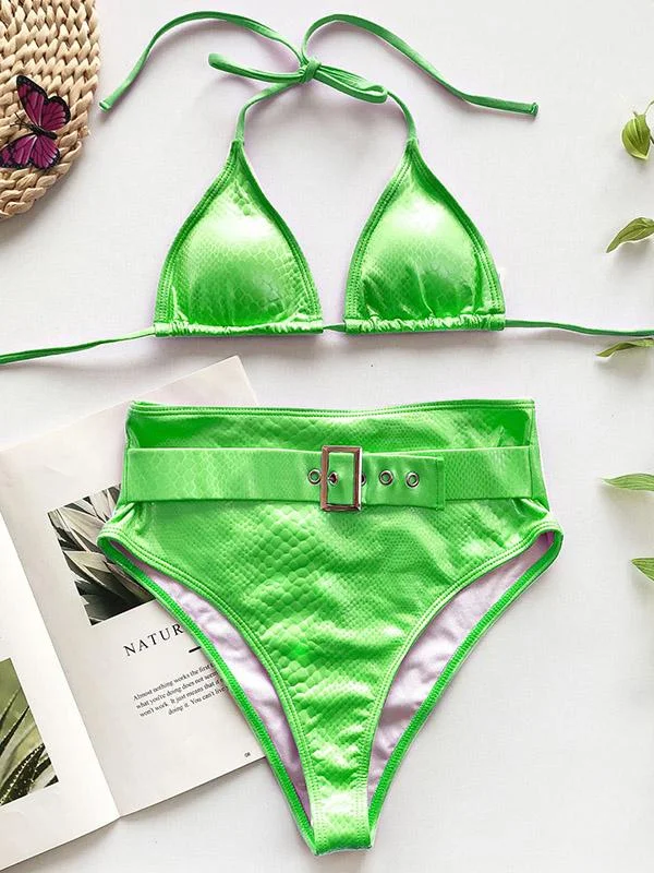 Crocodile Print Bikini Split Bikini Swimsuit