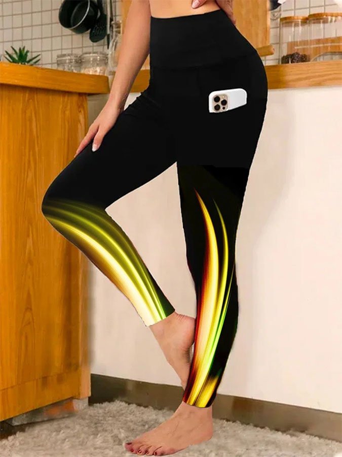 Beam Print Casual Leggings socialshop