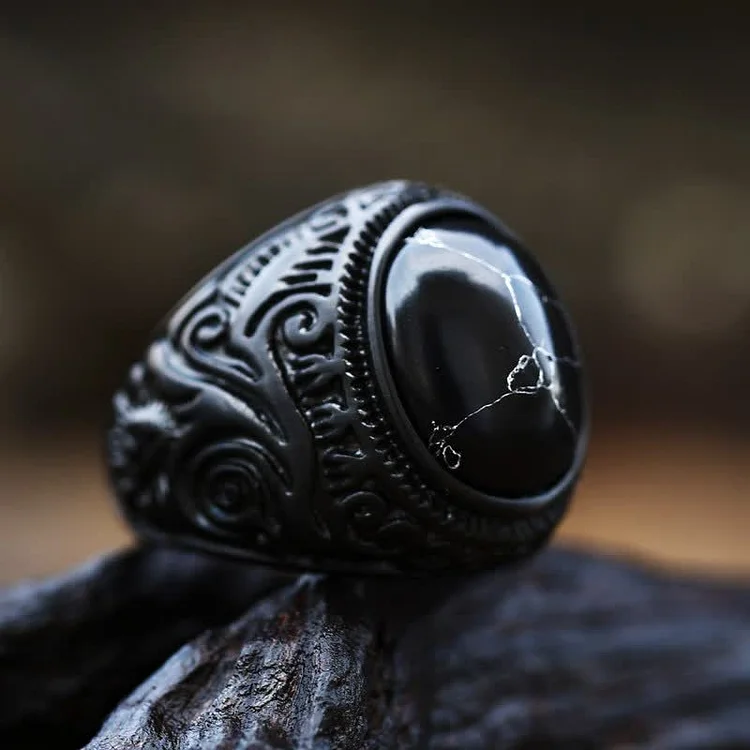 Olivenorma Black Turquoise Stainless Steel Ring