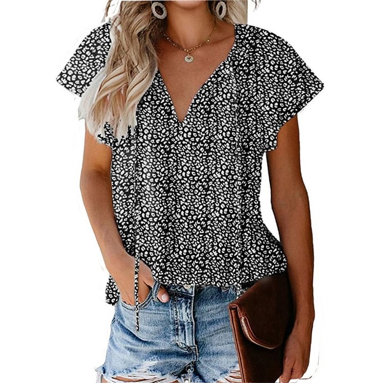Chiffon Boho V-Neck Loose Blouse