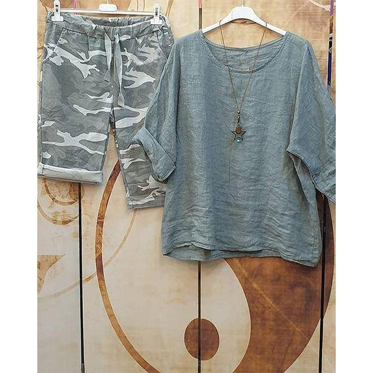 SUMMER SOLID COLOR CASUAL STYLE SHORT SLEEVE SUIT socialshop