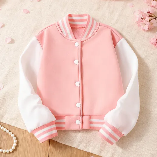 【4Y-10Y】Unisex Collegiate Colorblock Casual Varsity Jacket