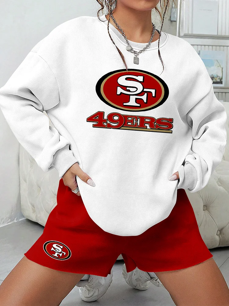 49ers Print Football Sweatshirt & Shorts Set