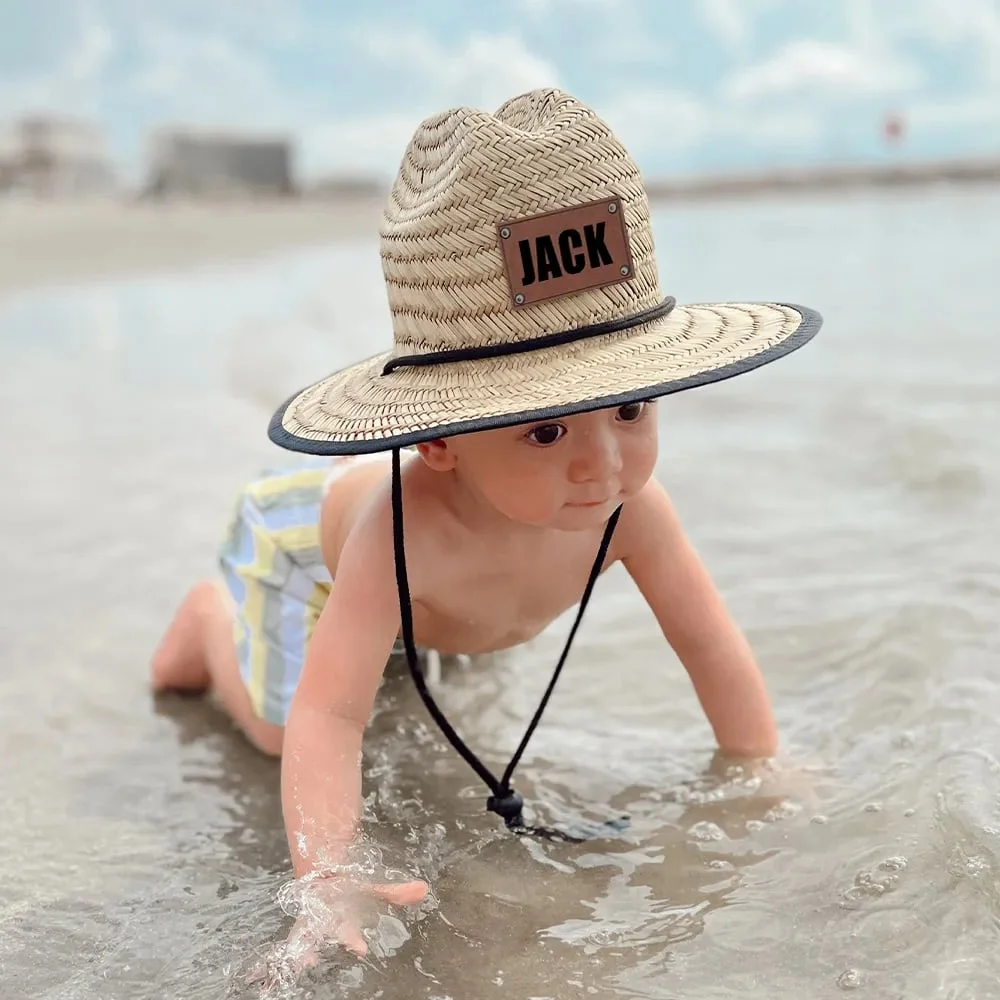 Personalized Summer Leather Patch Straw Hat for Comfort