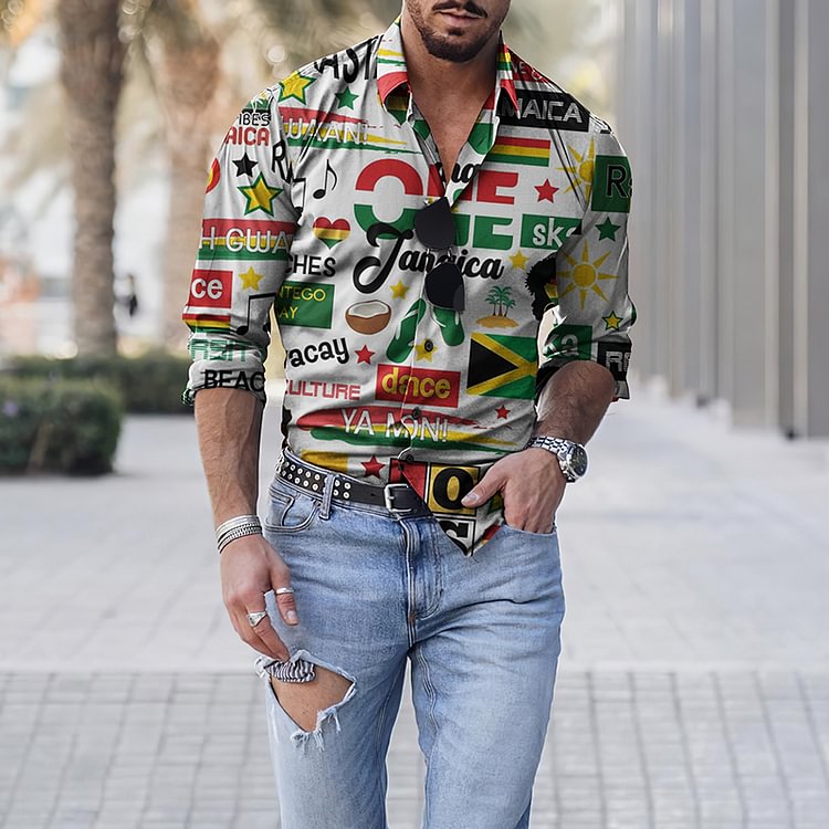 Fashion Men's Printed Long Sleeve Shirt