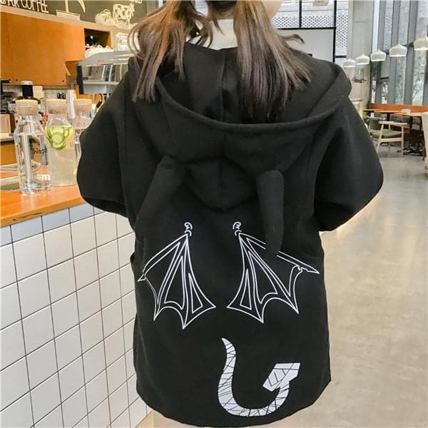 Pink/Black Harajuku Little Devil Hoodie Coat SP1711145