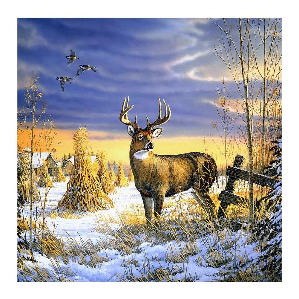 Full Round Diamond Painting - Snow Deer(30*30cm)