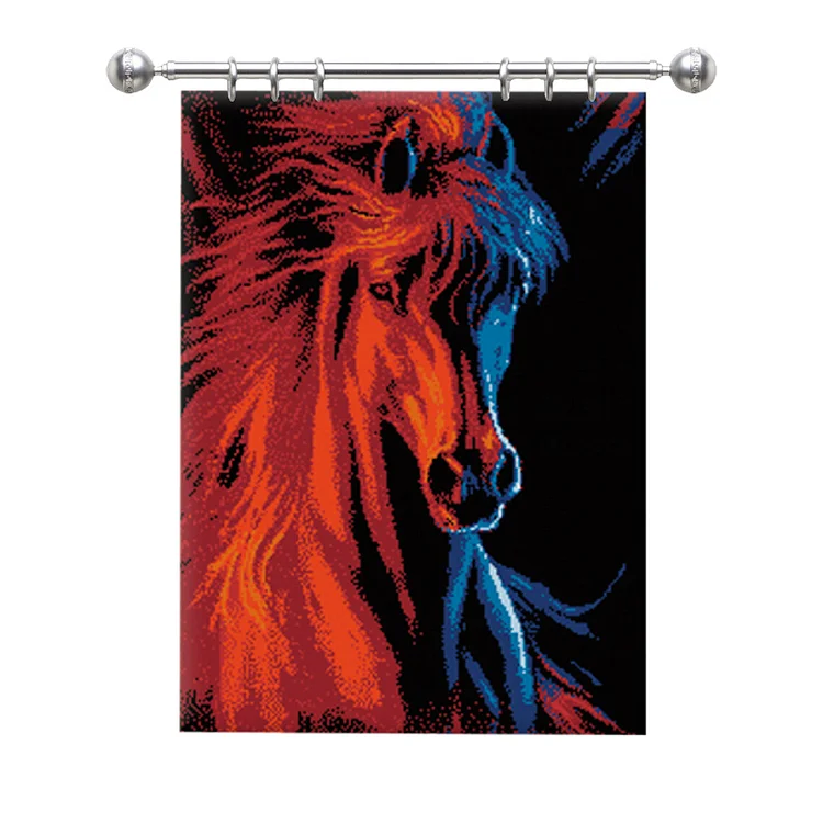 Large Size-Red Horse Rug Latch Hook Kits for Beginners veirousa