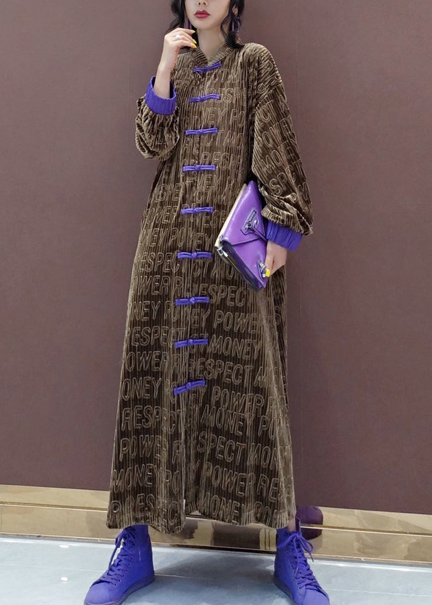Brown Silk Velour Coat With Embroidered Sequins Chinese Style Spring Unisex Coat main image 1