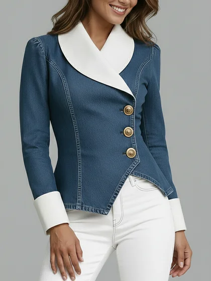 Stylish White Patchwork Denim Jacket