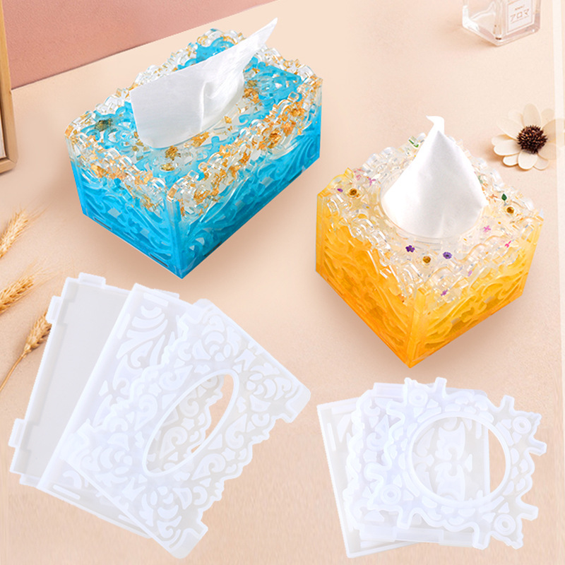 Craft Elegance with Openwork Floral Pattern Tissue Box Resin Molds by