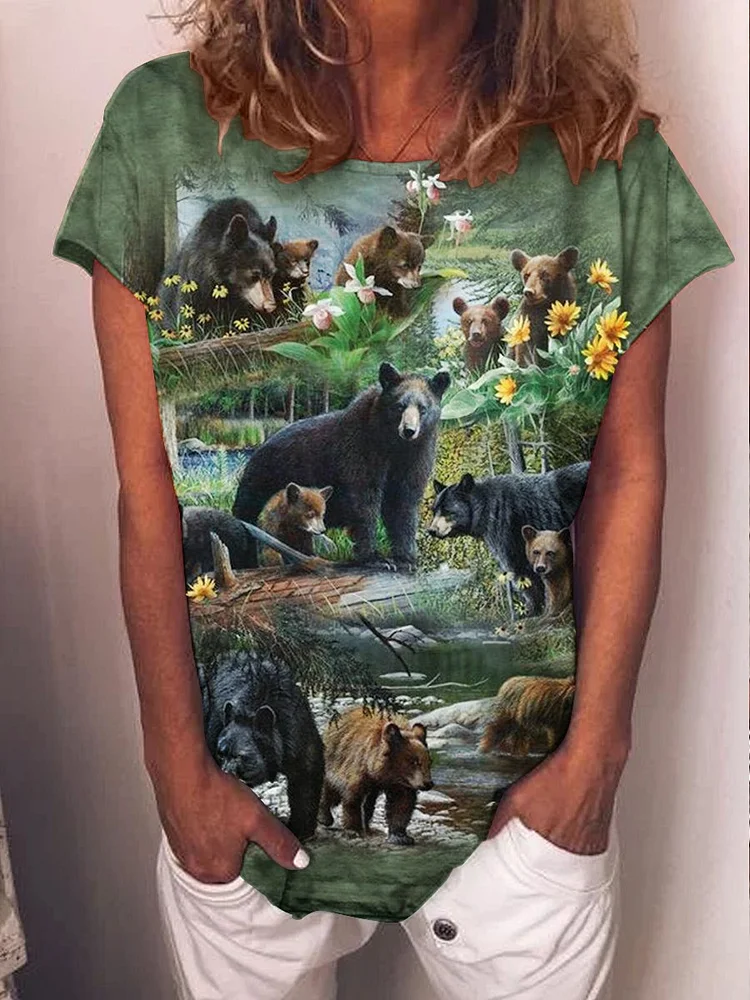 Bestdealfriday Mama Bears Animal Nature Green AdulT-Shirt