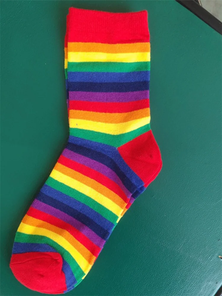 Pride Rainbow Striped Knit Socks