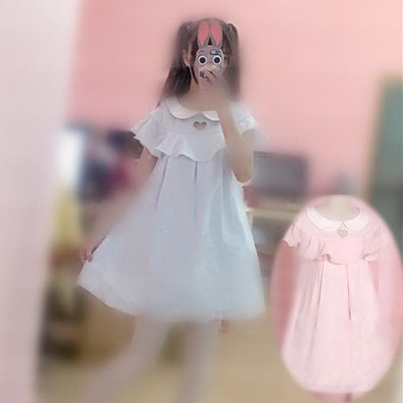 Light Pink/Light Blue Heart Hollow Out Dress SP167109