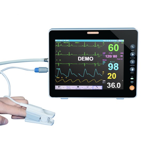 12 ICU Vital Signs Monitor Patient Monitor SpO2,NIBP,ECG,RESP,TEMP PR +  Gift US