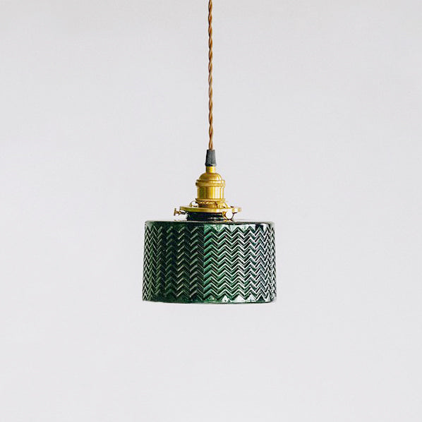 Emerald Fluted Dome Glass With Brass Fitting Art Deco Pendant Light