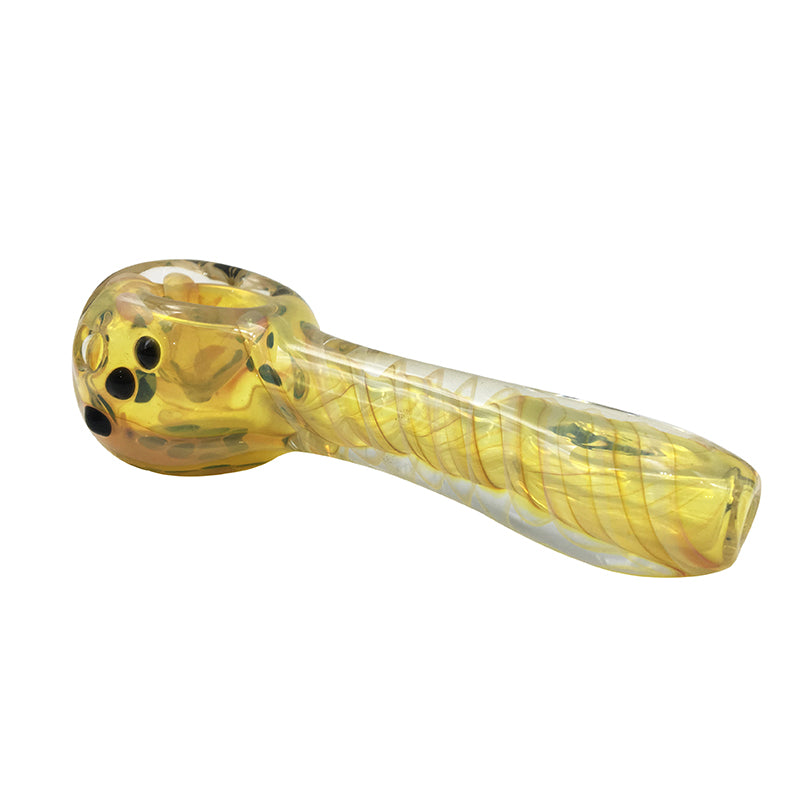 Yellow Stripe Cigarette Smoking Glass Spoon Pipe