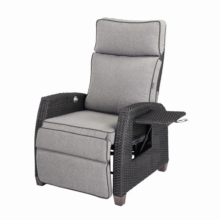 GRAND PATIO MOOR indoor and outdoor wicker extra-long recliner with cushion