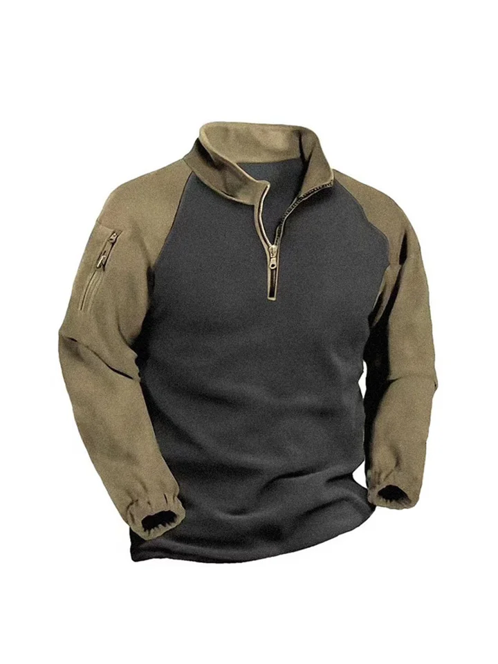 Tactical Fleece Jacket Men's Shaker Fleece Warm Fall and Winter Double-sided Fleece Pullover Zipper Jacket Thickened-JRSEE