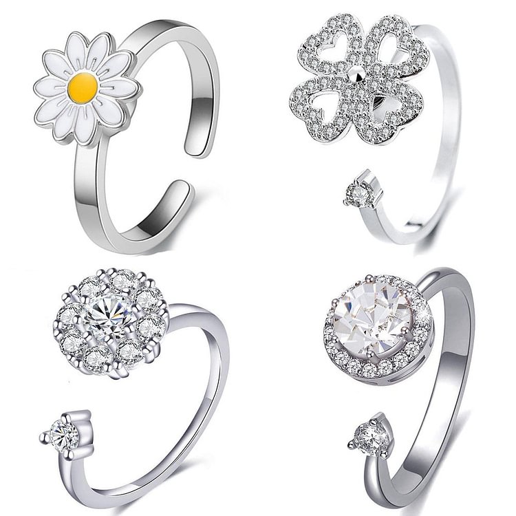 Flower Spinning Top Ring Set