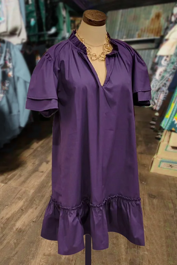 Elegant Layered Sleeve V-Neck Mini Dress