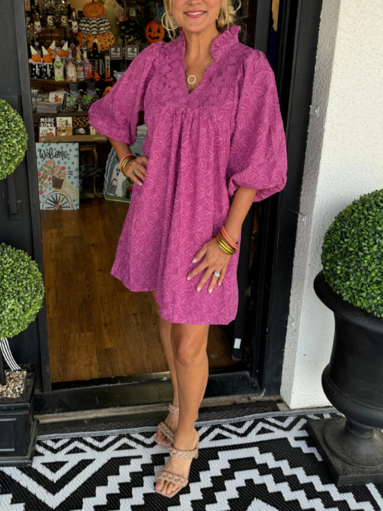 V-Neck Jacquard Sleeveless Dress