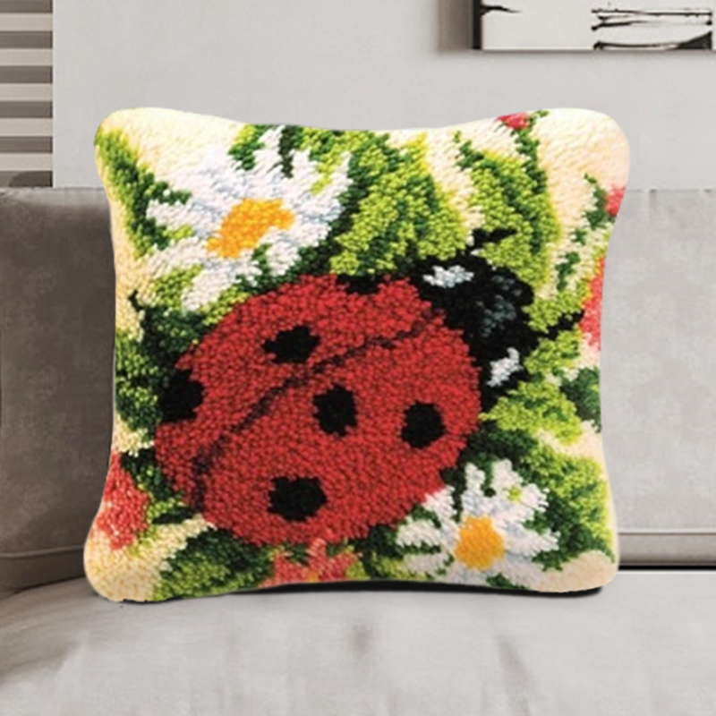 Ladybug Throw Pillow Cover Latch Hook Craft Kits