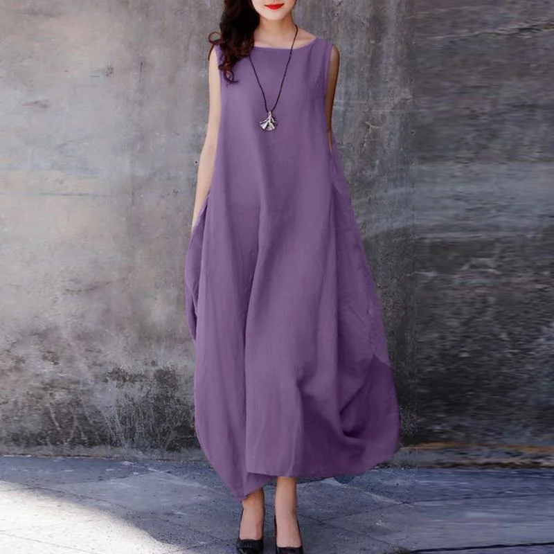 Casual Solid Color Swing Dress